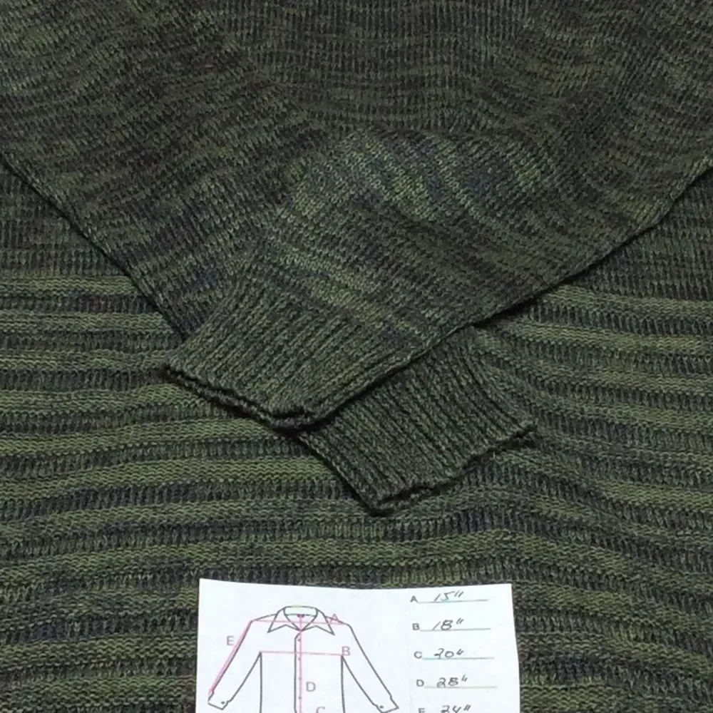 Fortune + Ivy‎ Olive Green Knit Cardigan Sweater Striped Pattern Long Sleeve